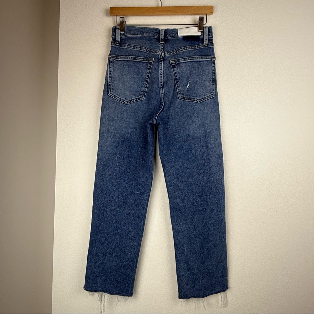 RE/DONE Ultra High Rise Stove Pipe Denim Jeans Vintage Indigo Destroyed Women 27 - Picture 8 of 12